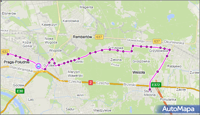 Rozkład jazdy autobusu 173 na przystanku Gocławek 02. ZTM Warszawa na mapie Targeo