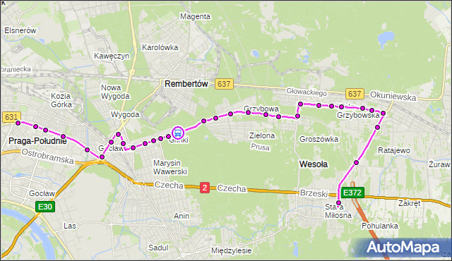 Rozkład jazdy autobusu 173 na przystanku Korkowa-Cmentarz 02. ZTM Warszawa na mapie Targeo