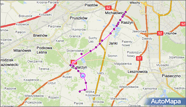 Rozkład jazdy autobusu 703 na przystanku POD Kajetany 02. ZTM Warszawa na mapie Targeo