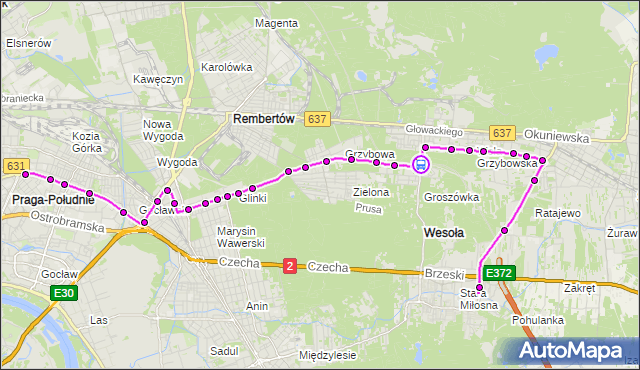 Rozkład jazdy autobusu 173 na przystanku Wesoła-Ratusz 02. ZTM Warszawa na mapie Targeo