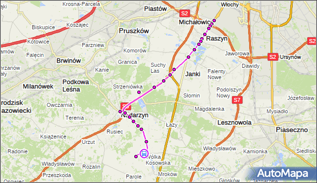 Rozkład jazdy autobusu 703 na przystanku Wólka Kosowska 02. ZTM Warszawa na mapie Targeo