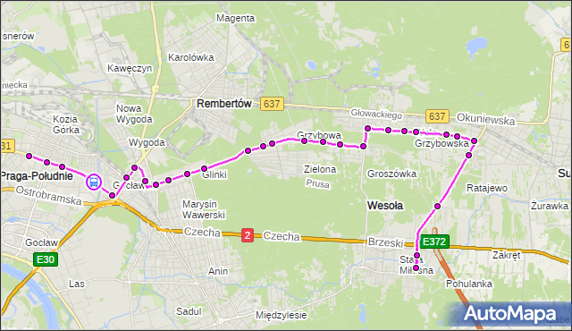 Rozkład jazdy autobusu 173 na przystanku Gocławek 01. ZTM Warszawa na mapie Targeo