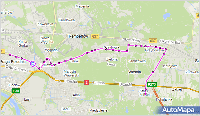 Rozkład jazdy autobusu 173 na przystanku Gocławek 01. ZTM Warszawa na mapie Targeo