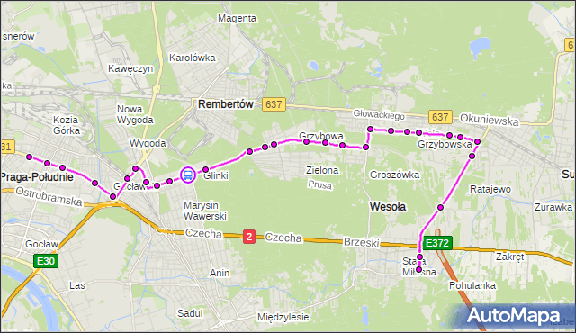 Rozkład jazdy autobusu 173 na przystanku Marysin 01. ZTM Warszawa na mapie Targeo