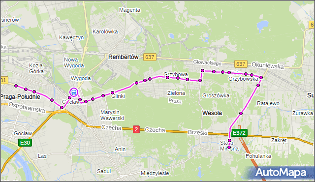 Rozkład jazdy autobusu 173 na przystanku Okularowa 01. ZTM Warszawa na mapie Targeo