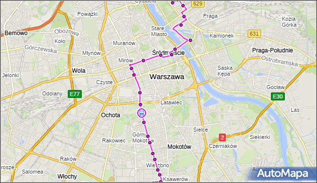 Rozkład jazdy autobusu 174 na przystanku Biblioteka Narodowa 01. ZTM Warszawa na mapie Targeo