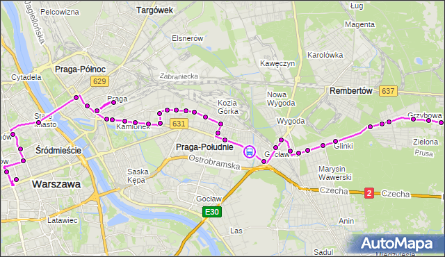 Rozkład jazdy autobusu N71 na przystanku Gocławek 01. ZTM Warszawa na mapie Targeo