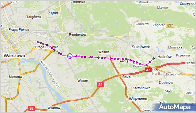 Rozkład jazdy autobusu 704 na przystanku Kajki 02. ZTM Warszawa na mapie Targeo