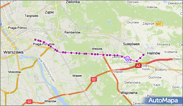 Rozkład jazdy autobusu 704 na przystanku Konik Nowy 02. ZTM Warszawa na mapie Targeo