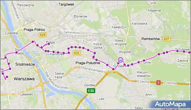 Rozkład jazdy autobusu N71 na przystanku Okularowa 01. ZTM Warszawa na mapie Targeo