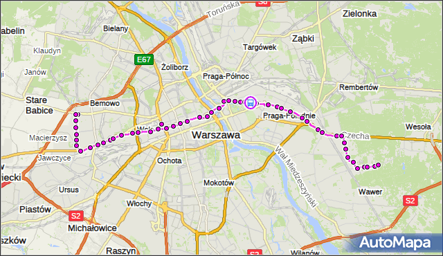 Rozkład jazdy autobusu 125 na przystanku Praga-Płd.-Ratusz 02. ZTM Warszawa na mapie Targeo