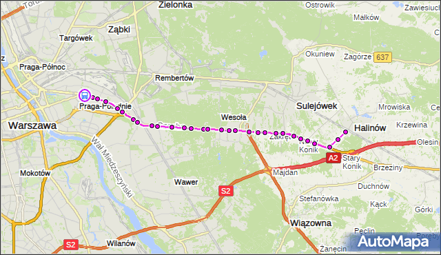 Rozkład jazdy autobusu 704 na przystanku Wiatraczna 14. ZTM Warszawa na mapie Targeo
