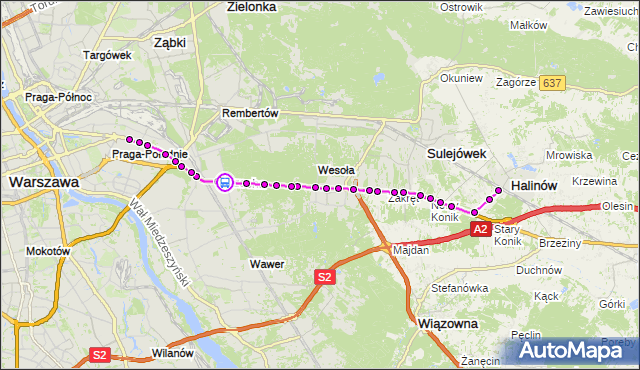 Rozkład jazdy autobusu 704 na przystanku Kajki 01. ZTM Warszawa na mapie Targeo