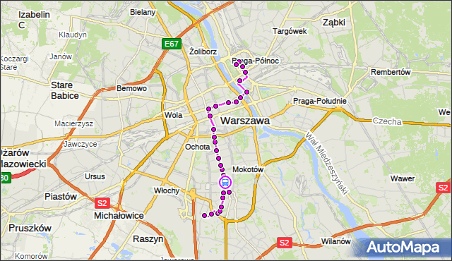 Rozkład jazdy autobusu 174 na przystanku Metro Wierzbno 02. ZTM Warszawa na mapie Targeo