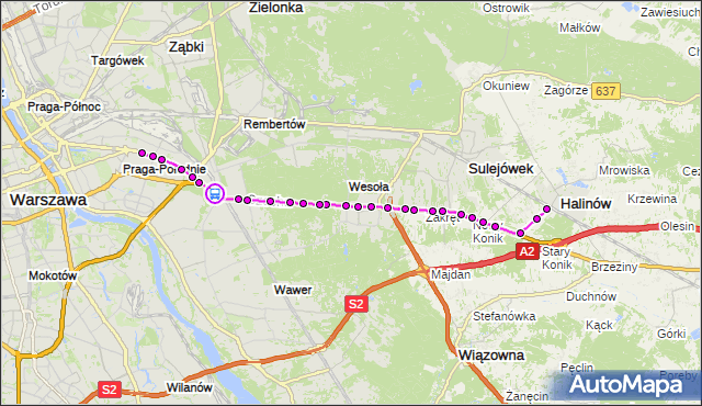 Rozkład jazdy autobusu 704 na przystanku Trakt Lubelski 01. ZTM Warszawa na mapie Targeo