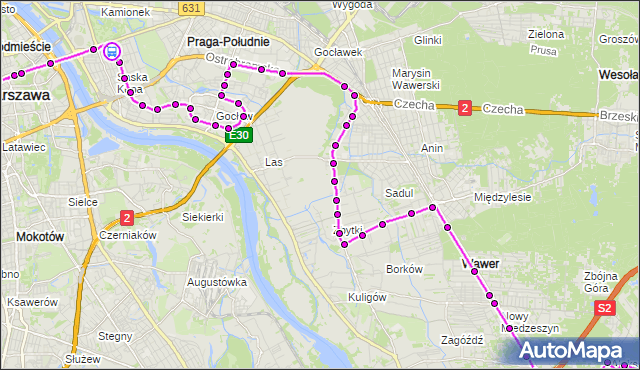 Rozkład jazdy autobusu N72 na przystanku Adampolska 01. ZTM Warszawa na mapie Targeo