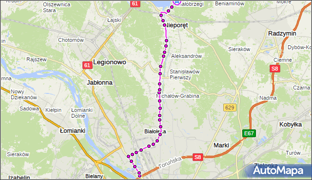 Rozkład jazdy autobusu 705 na przystanku al.Wojska Polskiego 02. ZTM Warszawa na mapie Targeo