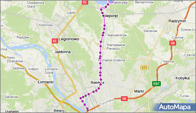 Rozkład jazdy autobusu 705 na przystanku al.Wojska Polskiego 02. ZTM Warszawa na mapie Targeo