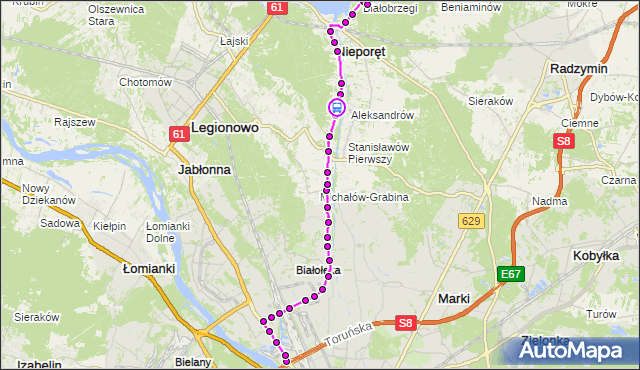 Rozkład jazdy autobusu 705 na przystanku Aleksandrów 02. ZTM Warszawa na mapie Targeo