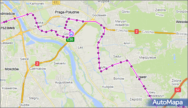 Rozkład jazdy autobusu N72 na przystanku Gocław 08. ZTM Warszawa na mapie Targeo