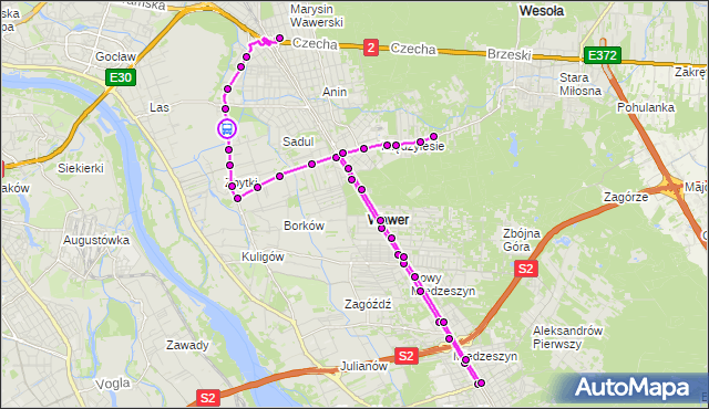 Rozkład jazdy autobusu 305 na przystanku Trakt Lubelski-Las 01. ZTM Warszawa na mapie Targeo