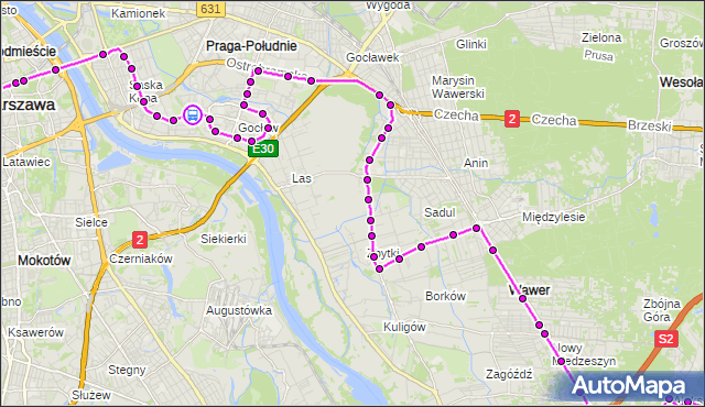 Rozkład jazdy autobusu N72 na przystanku Wał Gocławski 01. ZTM Warszawa na mapie Targeo