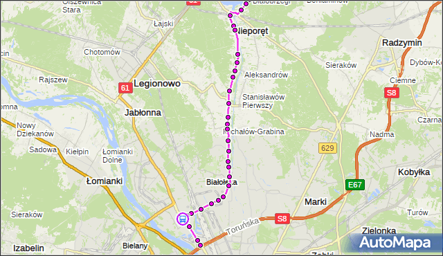 Rozkład jazdy autobusu 705 na przystanku Płochocińska 01. ZTM Warszawa na mapie Targeo