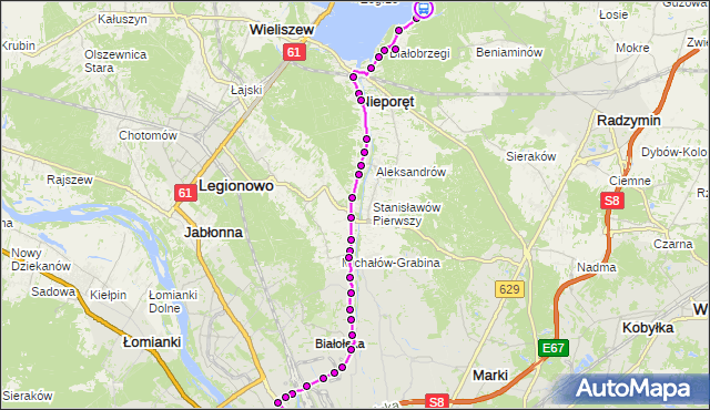 Rozkład jazdy autobusu 705 na przystanku WDW Rynia 01. ZTM Warszawa na mapie Targeo