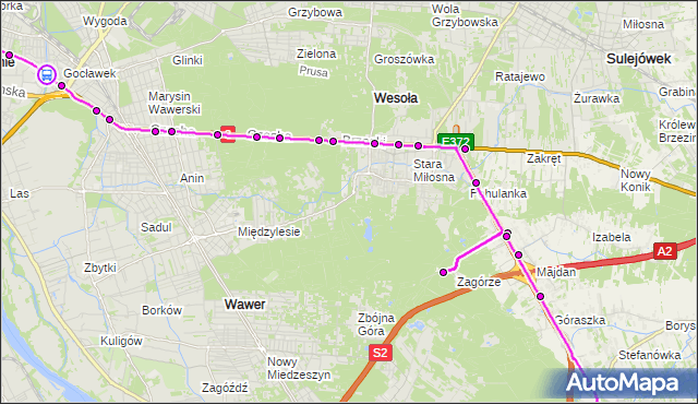 Rozkład jazdy autobusu 722 na przystanku Gocławek 02. ZTM Warszawa na mapie Targeo