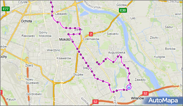 Rozkład jazdy autobusu N31 na przystanku Ogrody Działkowe Wilanówka 01. ZTM Warszawa na mapie Targeo