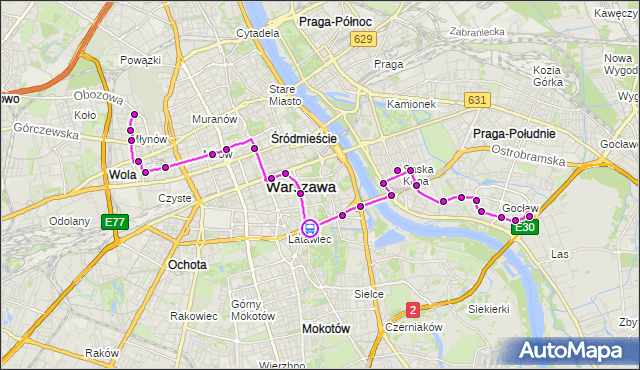 Rozkład jazdy autobusu 151 na przystanku pl.Na Rozdrożu 05. ZTM Warszawa na mapie Targeo