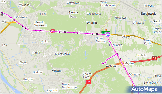 Rozkład jazdy autobusu 722 na przystanku szosa lubelska 04. ZTM Warszawa na mapie Targeo