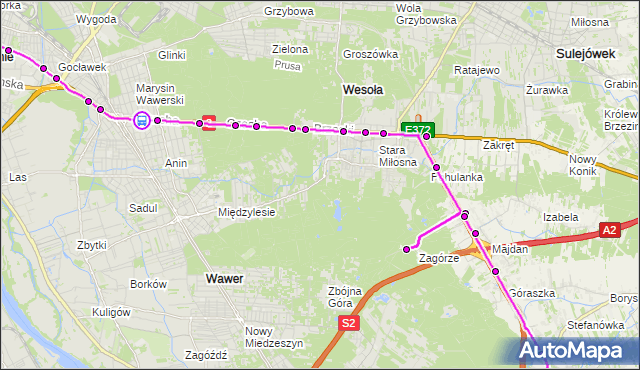 Rozkład jazdy autobusu 722 na przystanku Trawiasta 02. ZTM Warszawa na mapie Targeo