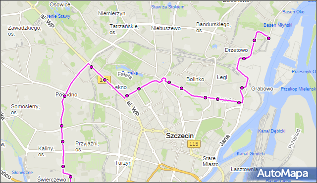 Mapa Polski Targeo, Autobus 67 - trasa Ludowa - Karola Miarki. ZDiTM Szczecin na mapie Targeo