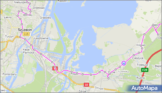 Rozkład jazdy autobusu 522 na przystanku Dąbie Osiedle 11. ZDiTM Szczecin na mapie Targeo