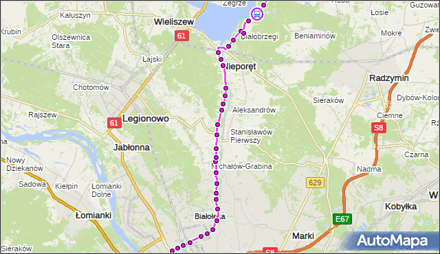 Rozkład jazdy autobusu 705 na przystanku Wczasowa 02. ZTM Warszawa na mapie Targeo
