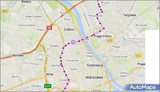 Rozkład jazdy tramwaju 1 na przystanku Dw.Gdański 07. ZTM Warszawa na mapie Targeo