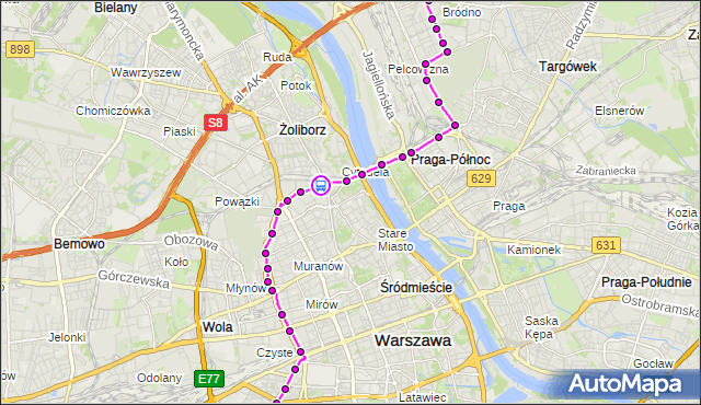 Rozkład jazdy tramwaju 1 na przystanku Dw.Gdański 07. ZTM Warszawa na mapie Targeo