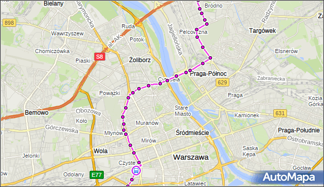 Rozkład jazdy tramwaju 1 na przystanku Ochota-Ratusz 01. ZTM Warszawa na mapie Targeo