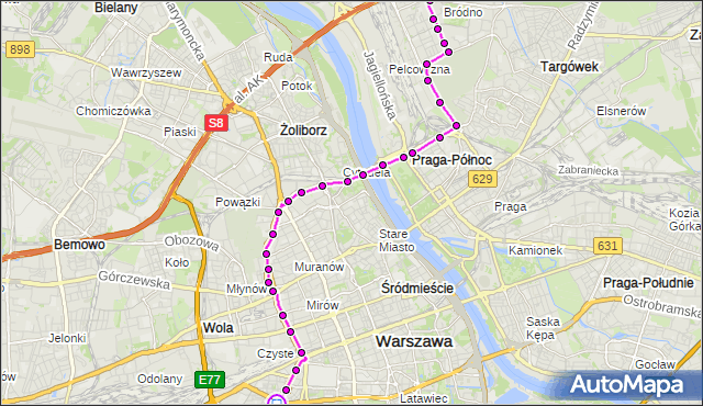 Rozkład jazdy tramwaju 1 na przystanku Wawelska 03. ZTM Warszawa na mapie Targeo