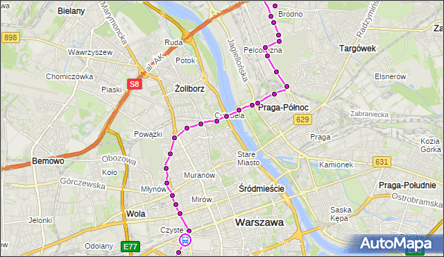 Rozkład jazdy tramwaju 1 na przystanku Ochota-Ratusz 02. ZTM Warszawa na mapie Targeo