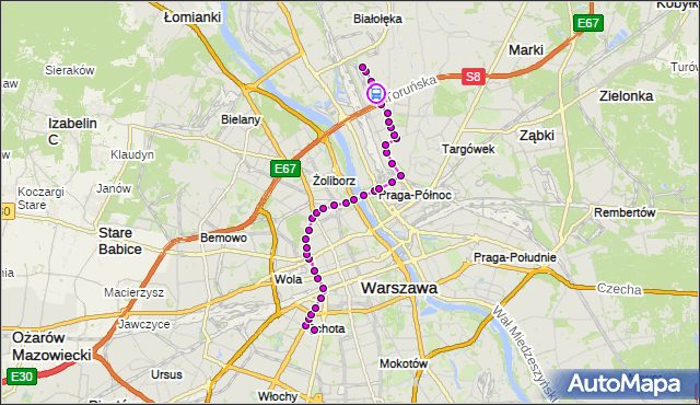 Rozkład jazdy tramwaju 1 na przystanku Inowłodzka 04. ZTM Warszawa na mapie Targeo