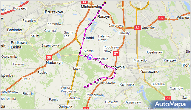 Rozkład jazdy autobusu 707 na przystanku Magdalenka 01. ZTM Warszawa na mapie Targeo