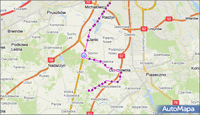 Rozkład jazdy autobusu 707 na przystanku Sękocin Las 01. ZTM Warszawa na mapie Targeo