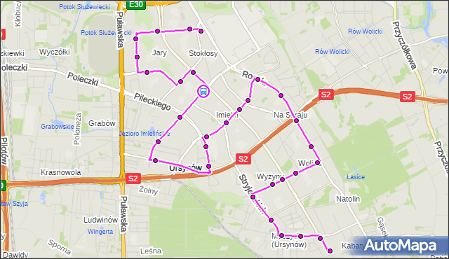 Rozkład jazdy autobusu 179 na przystanku Ursynów Płd. 02. ZTM Warszawa na mapie Targeo