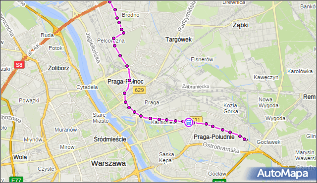 Rozkład jazdy tramwaju 3 na przystanku Kickiego 01. ZTM Warszawa na mapie Targeo