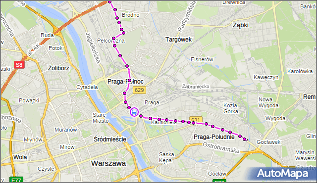 Rozkład jazdy tramwaju 3 na przystanku Kijowska 04. ZTM Warszawa na mapie Targeo