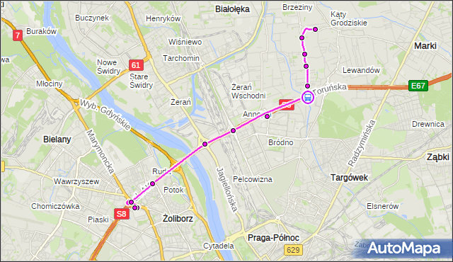Rozkład jazdy autobusu 132 na przystanku Ostródzka 02. ZTM Warszawa na mapie Targeo