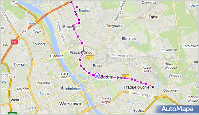 Rozkład jazdy tramwaju 3 na przystanku Lubelska 04. ZTM Warszawa na mapie Targeo