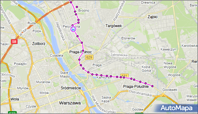 Rozkład jazdy tramwaju 3 na przystanku Pożarowa 03. ZTM Warszawa na mapie Targeo